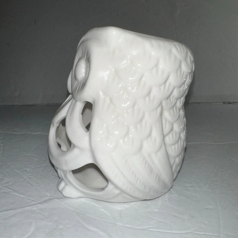 Owl‎ Floral Container Tea light holder 5 inches tall White Cute 99intl